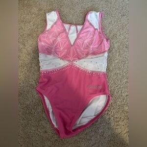 Pink and White Women's Gymnastics Leotard